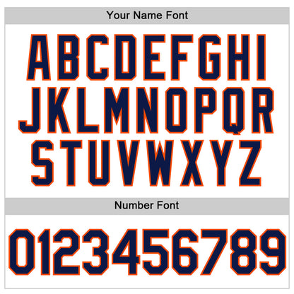 Custom White Navy-Orange Authentic Throwback Baseball Jersey - Sky-Custom
