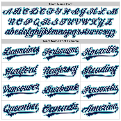 Custom White Navy-Teal Authentic Throwback Baseball Jersey - Sky-Custom