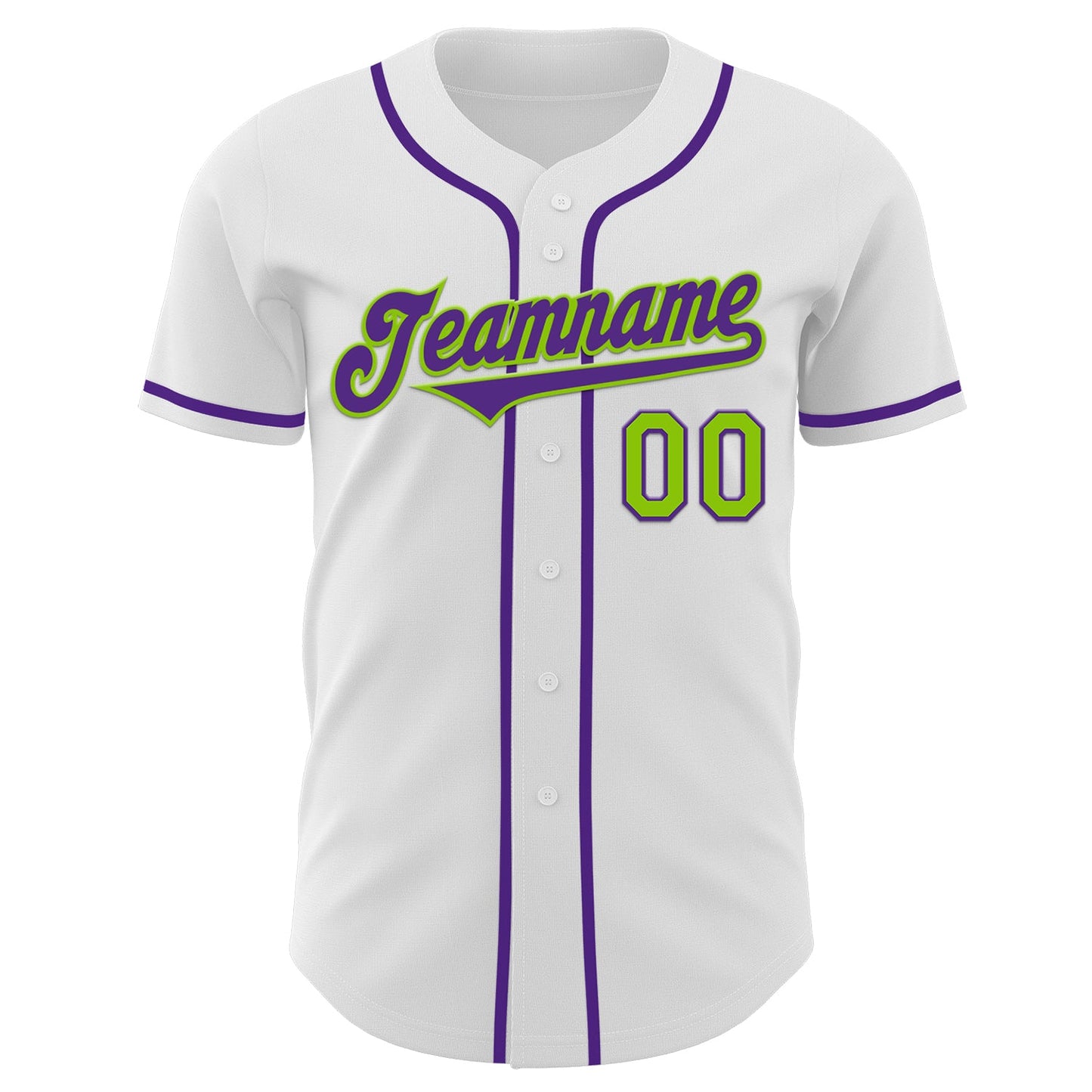 Custom White Purple-Neon Green Authentic Baseball Jersey - Sky-Custom