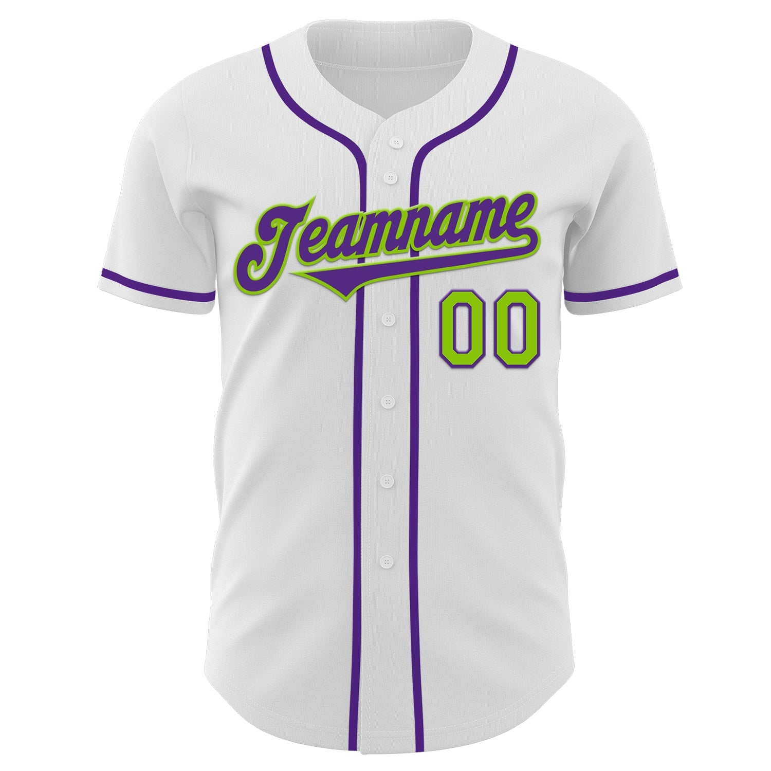 Custom White Purple-Neon Green Authentic Baseball Jersey - Sky-Custom