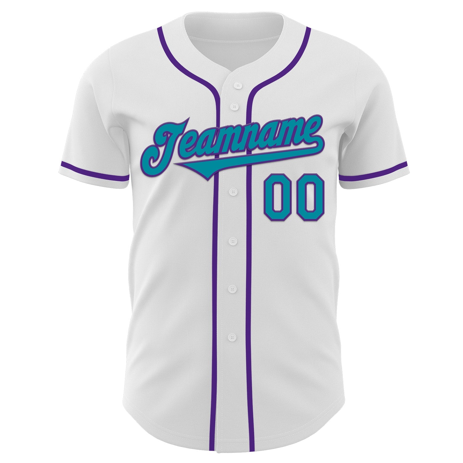 Custom White Teal-Purple Authentic Baseball Jersey - Sky-Custom