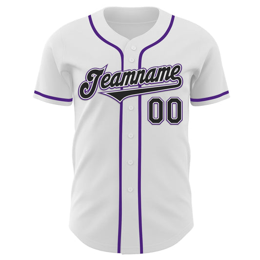 Custom White Black-Purple Authentic Baseball Jersey - Sky-Custom