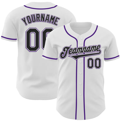 Custom White Black-Purple Authentic Baseball Jersey - Sky-Custom