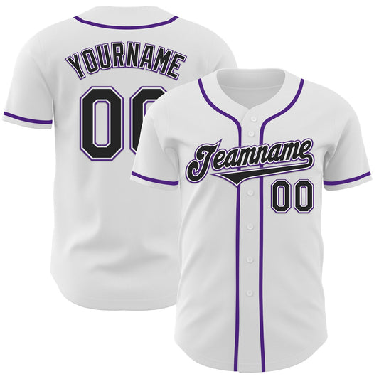 Custom White Black-Purple Authentic Baseball Jersey - Sky-Custom