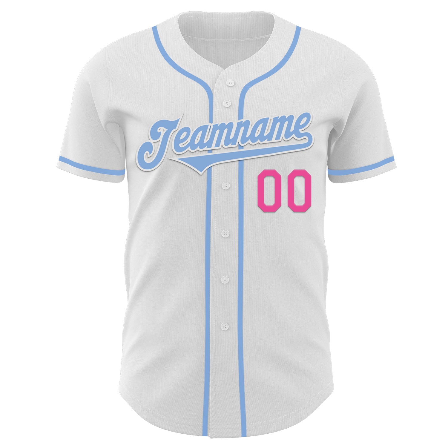 Custom White Light Blue-Pink Authentic Baseball Jersey - Sky-Custom
