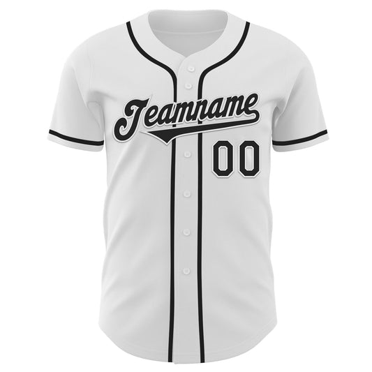 Custom White Black Authentic Baseball Jersey - Sky-Custom