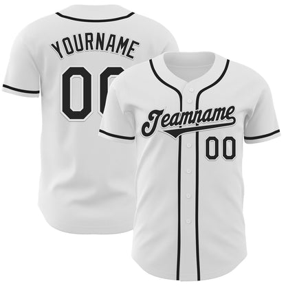 Custom White Black Authentic Baseball Jersey - Sky-Custom
