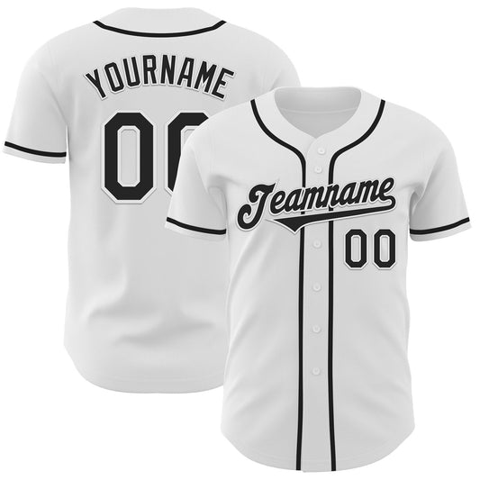 Custom White Black Authentic Baseball Jersey - Sky-Custom