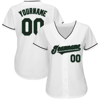 Custom White Black-Green Authentic Baseball Jersey - Sky-Custom
