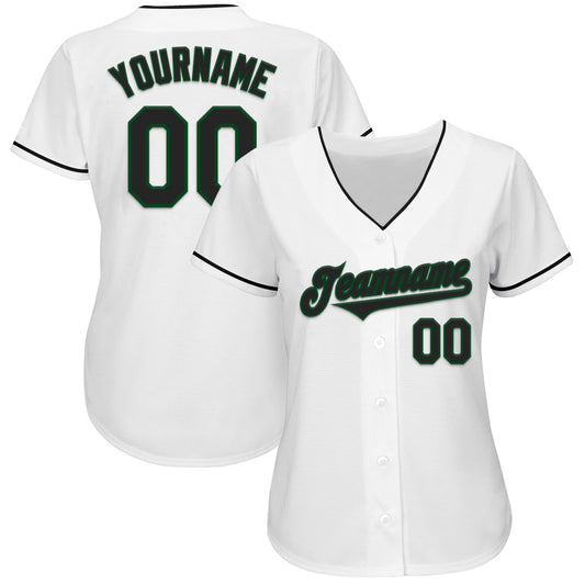 Custom White Black-Green Authentic Baseball Jersey - Sky-Custom