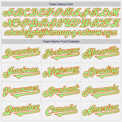 Custom White Pea Green-Orange Authentic Baseball Jersey - Sky-Custom