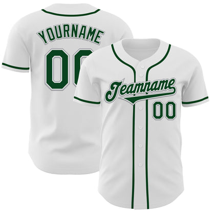 Custom White Green-Gray Authentic Baseball Jersey - Sky-Custom