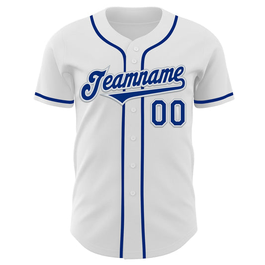 Custom White Royal-Silver Authentic Baseball Jersey - Sky-Custom