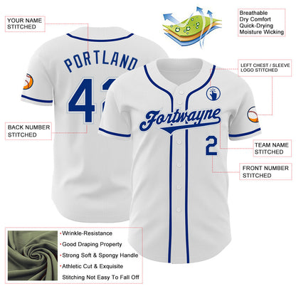 Custom White Royal-Silver Authentic Baseball Jersey - Sky-Custom