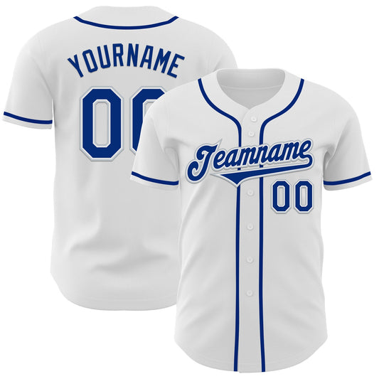 Custom White Royal-Silver Authentic Baseball Jersey - Sky-Custom