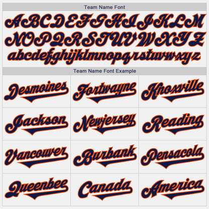 Custom White Orange Pinstripe Navy Authentic Baseball Jersey - Sky-Custom