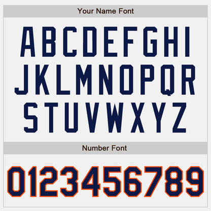 Custom White Orange Pinstripe Navy Authentic Baseball Jersey - Sky-Custom