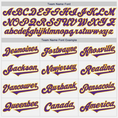 Custom White Purple Pinstripe Gold Authentic Baseball Jersey - Sky-Custom