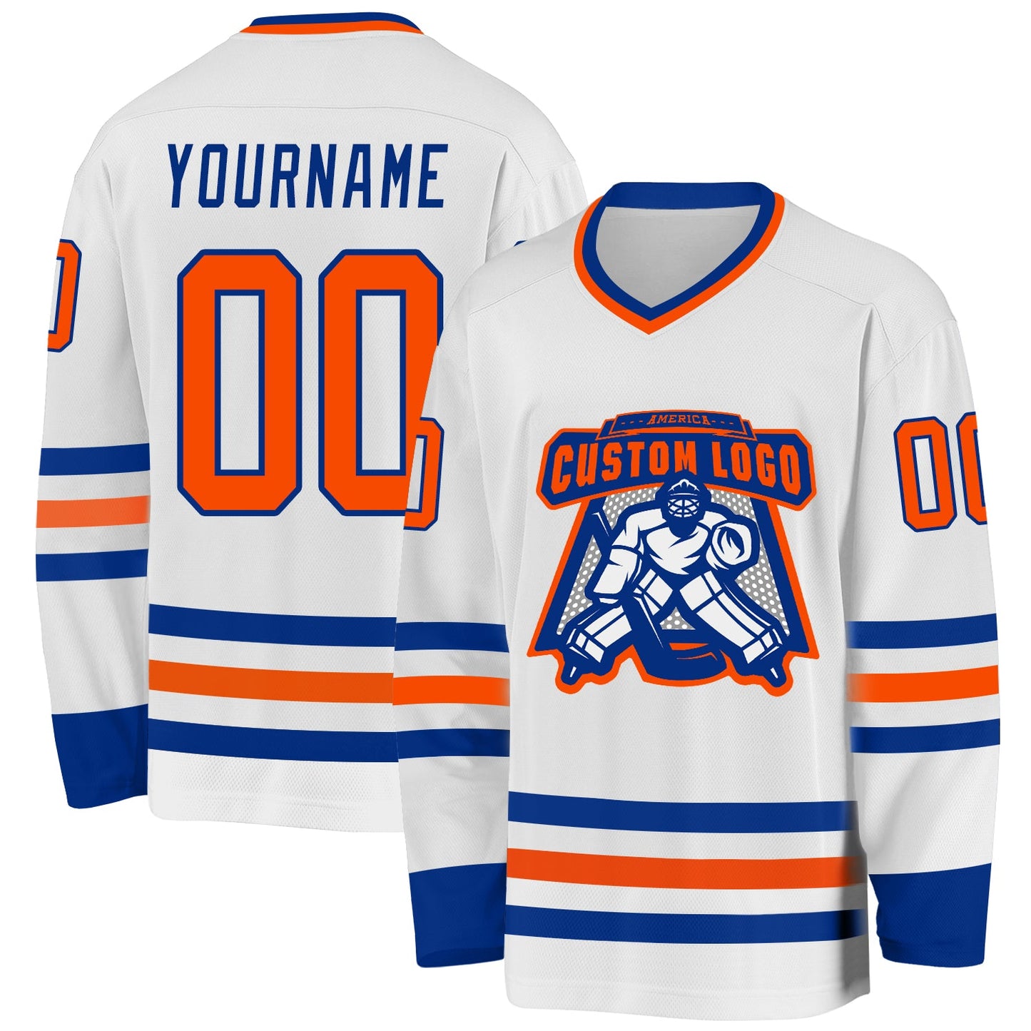 Custom White Orange-Royal Hockey Jersey - Sky-Custom