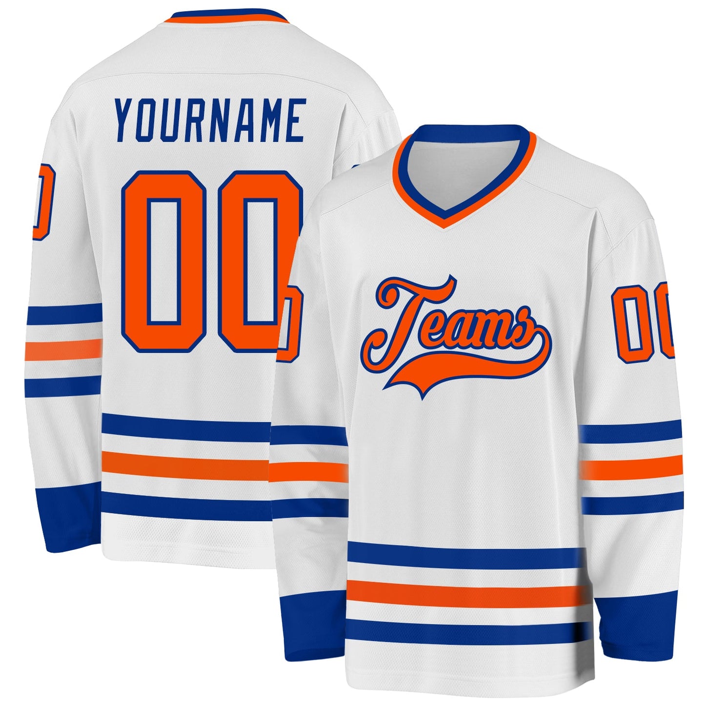 Custom White Orange-Royal Hockey Jersey - Sky-Custom