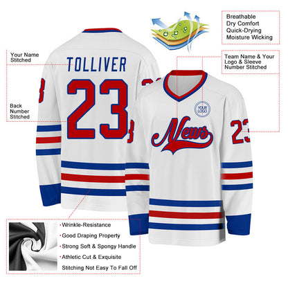 Custom White Red-Royal Hockey Jersey - Sky-Custom