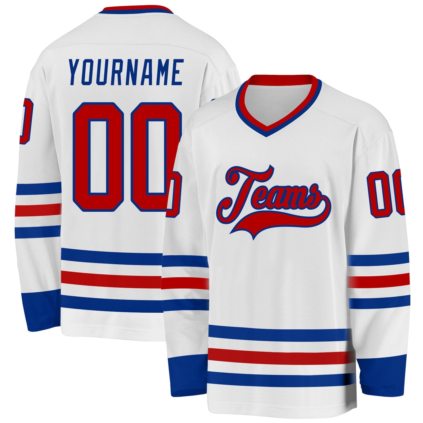Custom White Red-Royal Hockey Jersey - Sky-Custom
