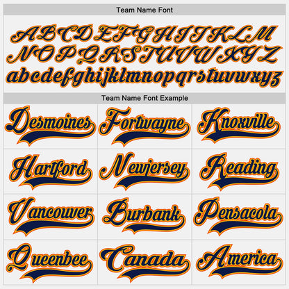 Custom White Navy Gold-Orange Hockey Jersey - Sky-Custom