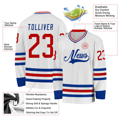 Custom White Red-Royal Hockey Jersey - Sky-Custom