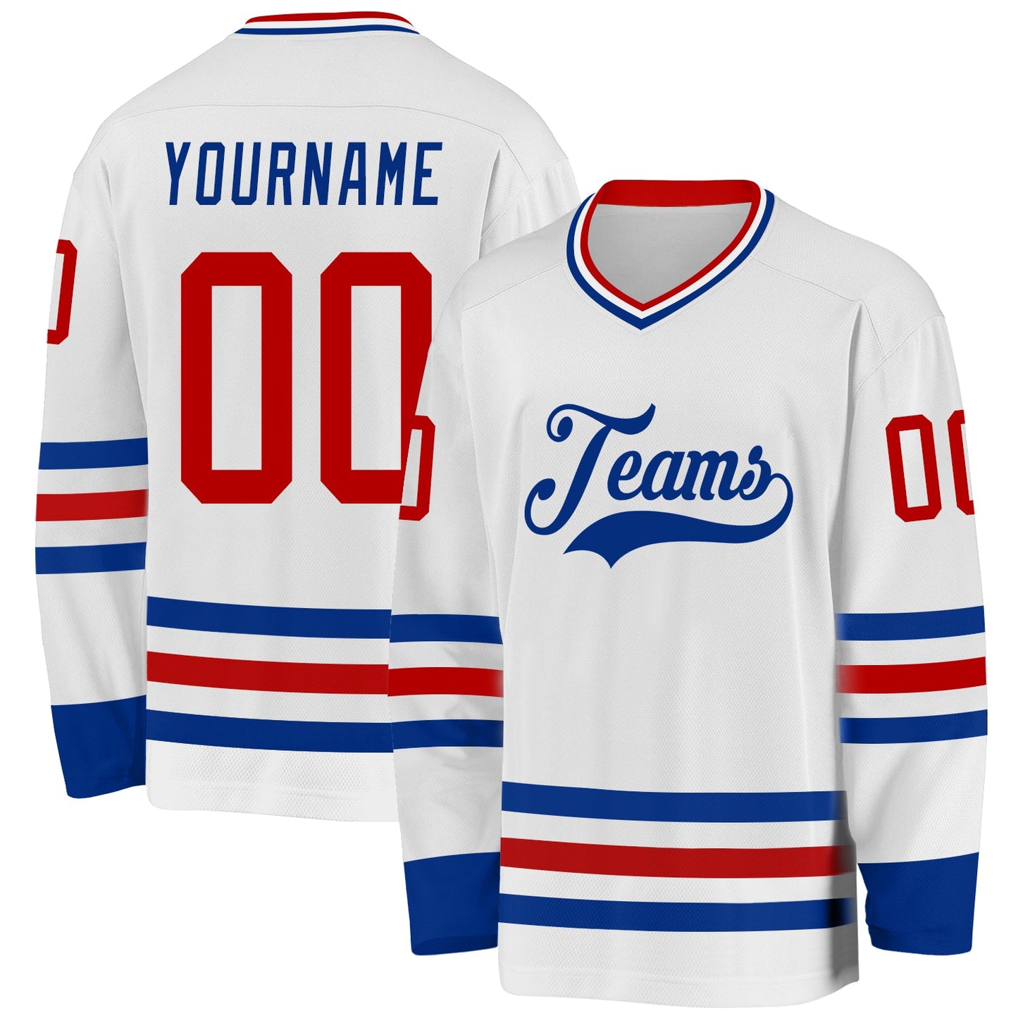 Custom White Red-Royal Hockey Jersey - Sky-Custom
