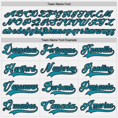 Custom White Teal-Black Hockey Jersey - Sky-Custom