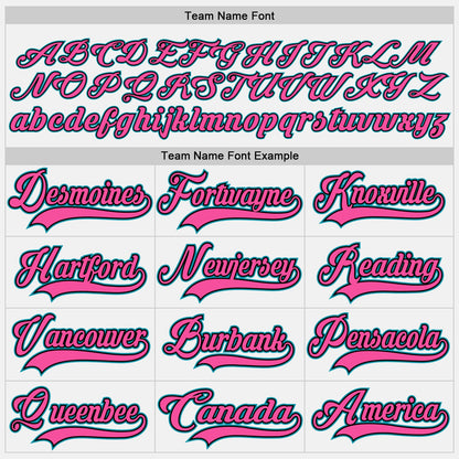Custom White Teal Black-Pink Hockey Jersey - Sky-Custom