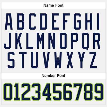 Custom White Navy-Neon Green Hockey Jersey - Sky-Custom