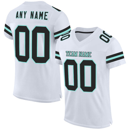 Custom White Black-Ice Blue Mesh Authentic Football Jersey - Sky-Custom