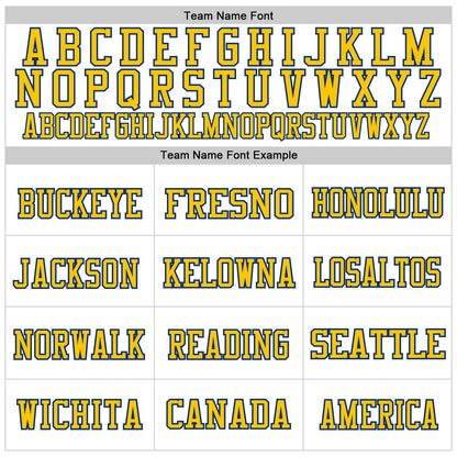 Custom White Yellow-Royal Mesh Authentic Football Jersey - Sky-Custom