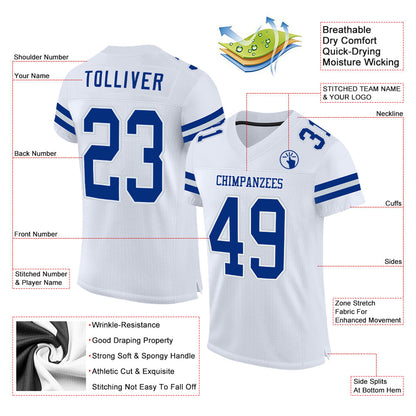 Custom White Royal-Silver Mesh Authentic Football Jersey - Sky-Custom