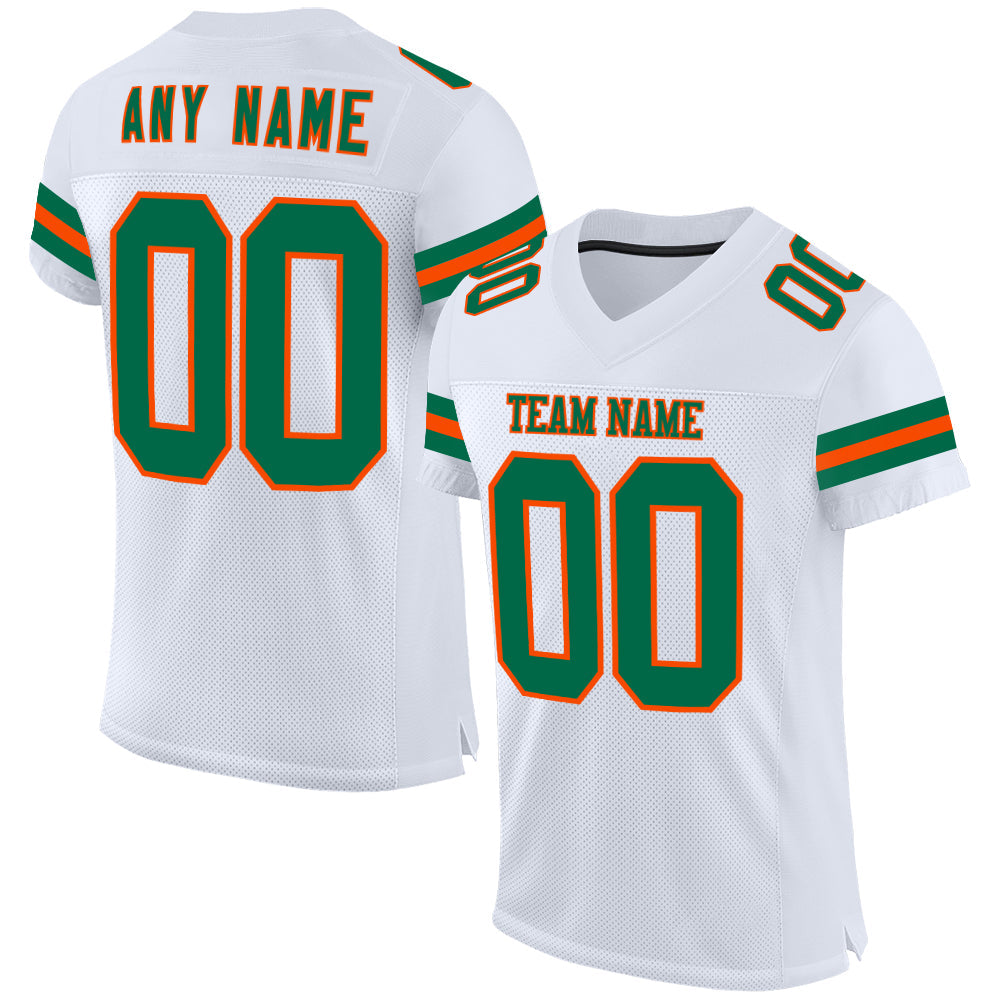 Custom White Kelly Green-Orange Mesh Authentic Football Jersey - Sky-Custom