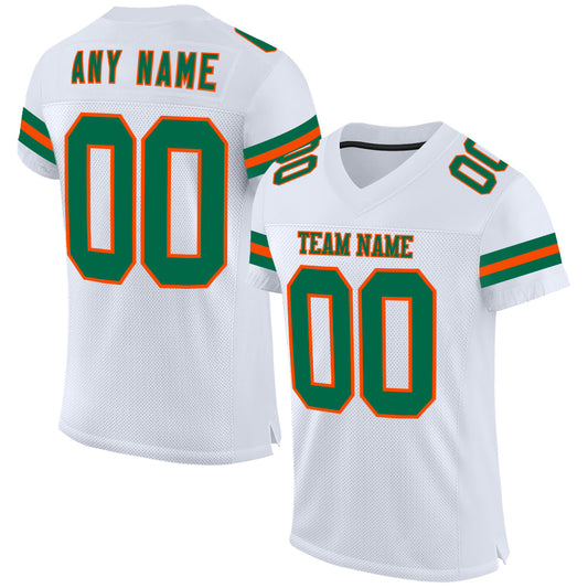 Custom White Kelly Green-Orange Mesh Authentic Football Jersey - Sky-Custom