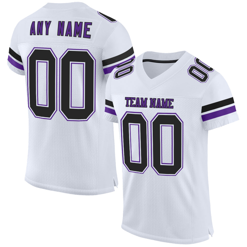 Custom White Black-Purple Mesh Authentic Football Jersey - Sky-Custom