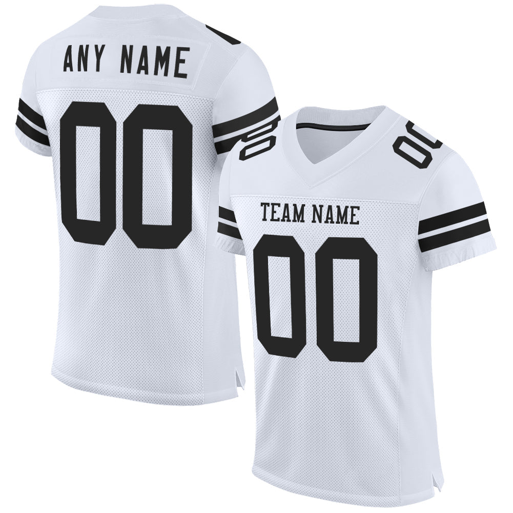 Custom White Black Mesh Authentic Football Jersey - Sky-Custom