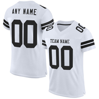 Custom White Black Mesh Authentic Football Jersey - Sky-Custom