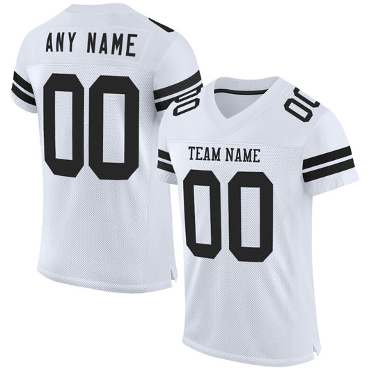 Custom White Black Mesh Authentic Football Jersey - Sky-Custom