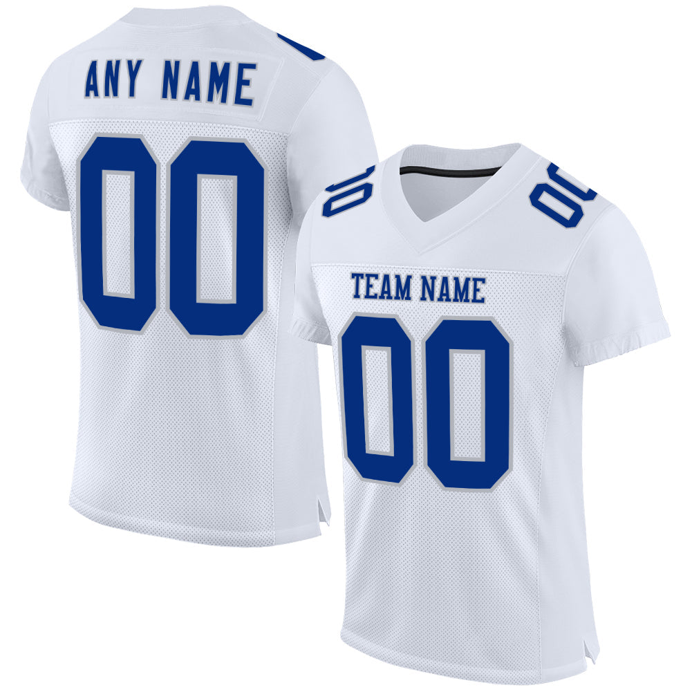 Custom White Royal-Gray Mesh Authentic Football Jersey - Sky-Custom