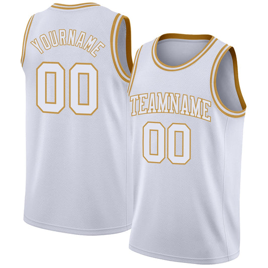 Custom White Old Gold Authentic Basketball Jersey - Sky-Custom