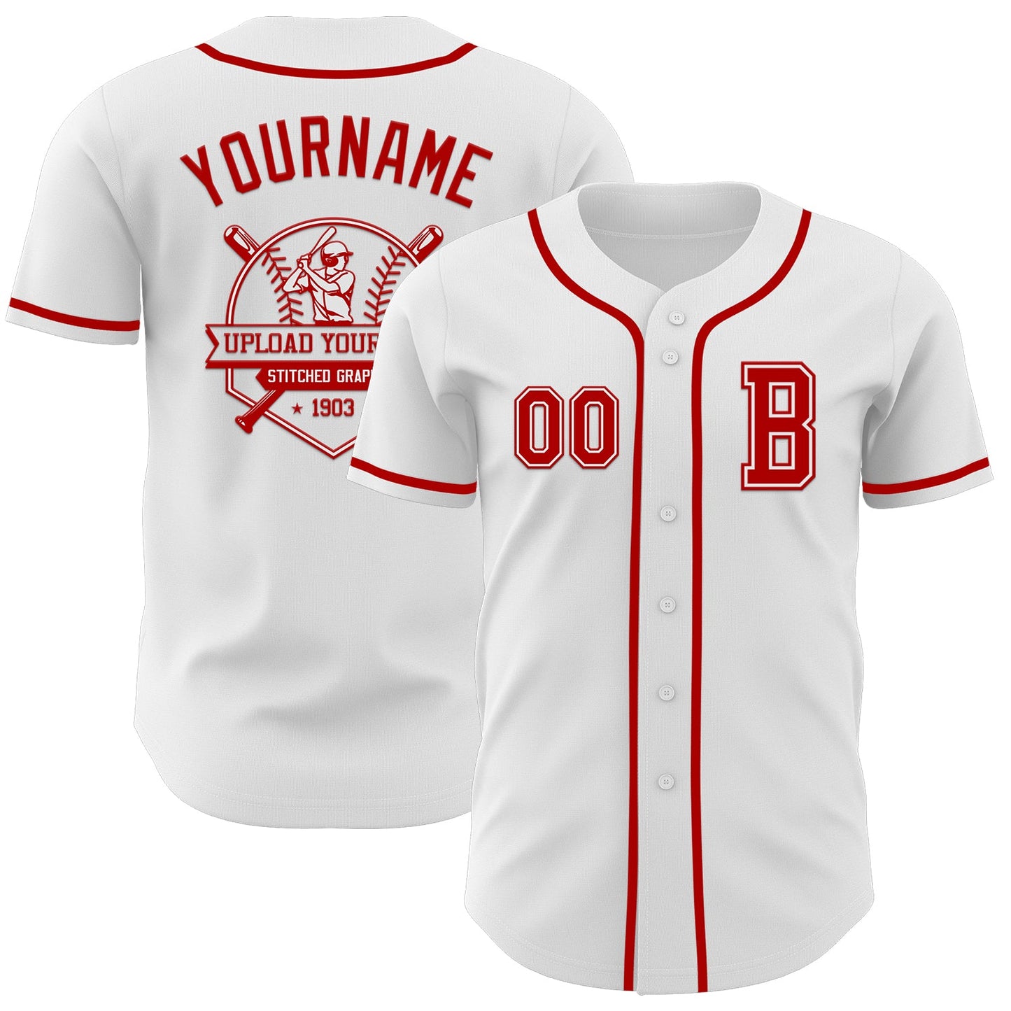Custom White Red Authentic Baseball Jersey - Sky-Custom