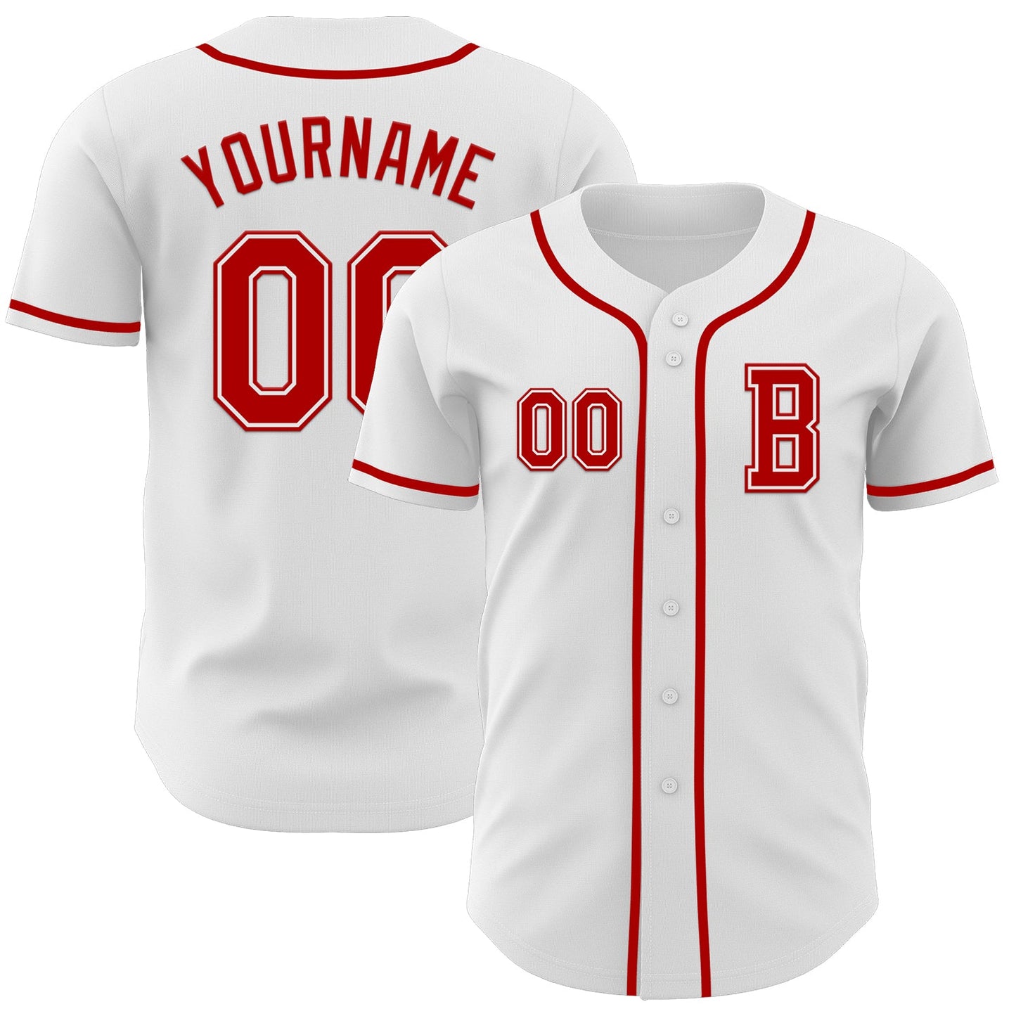 Custom White Red Authentic Baseball Jersey - Sky-Custom