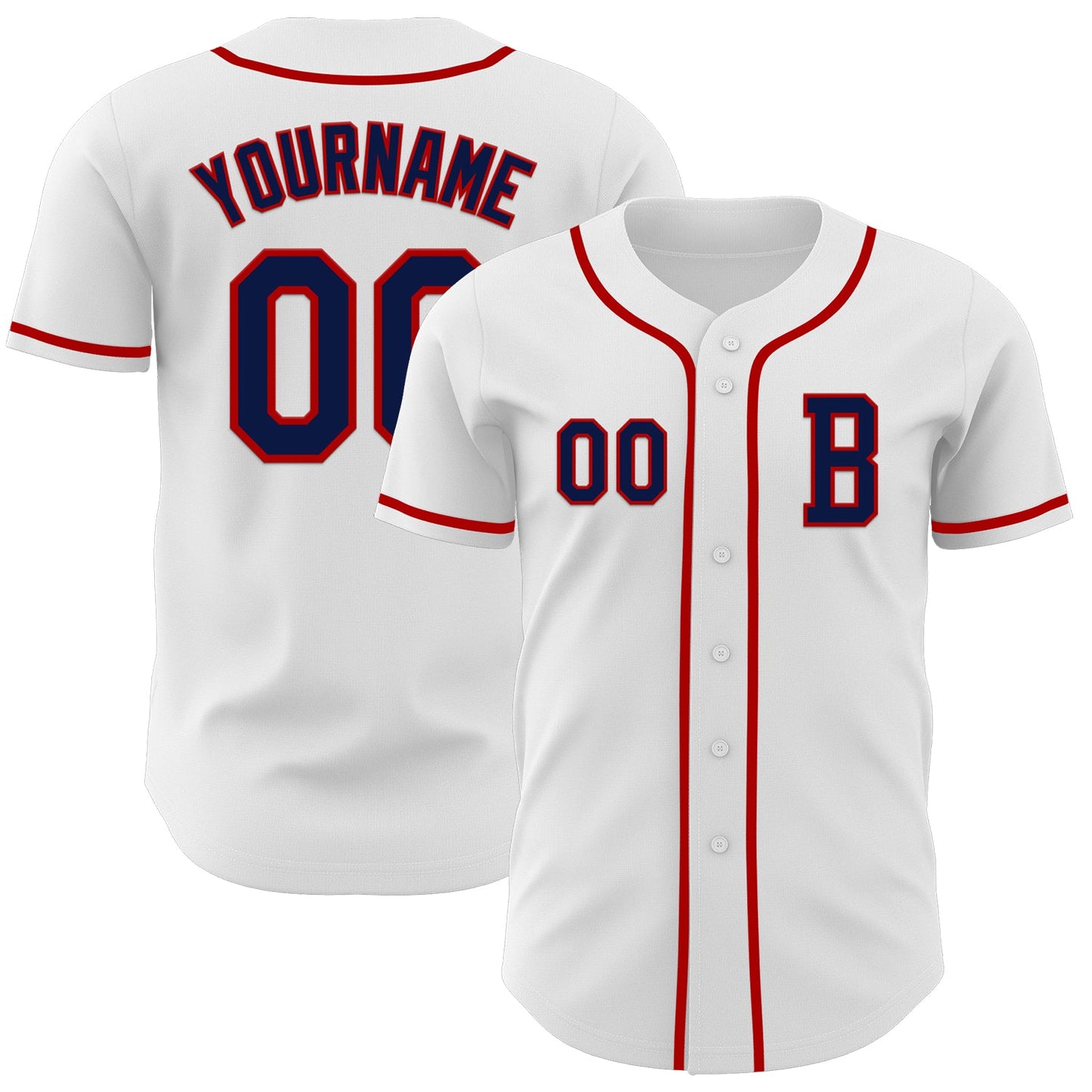Custom White Navy-Red Authentic Baseball Jersey - Sky-Custom