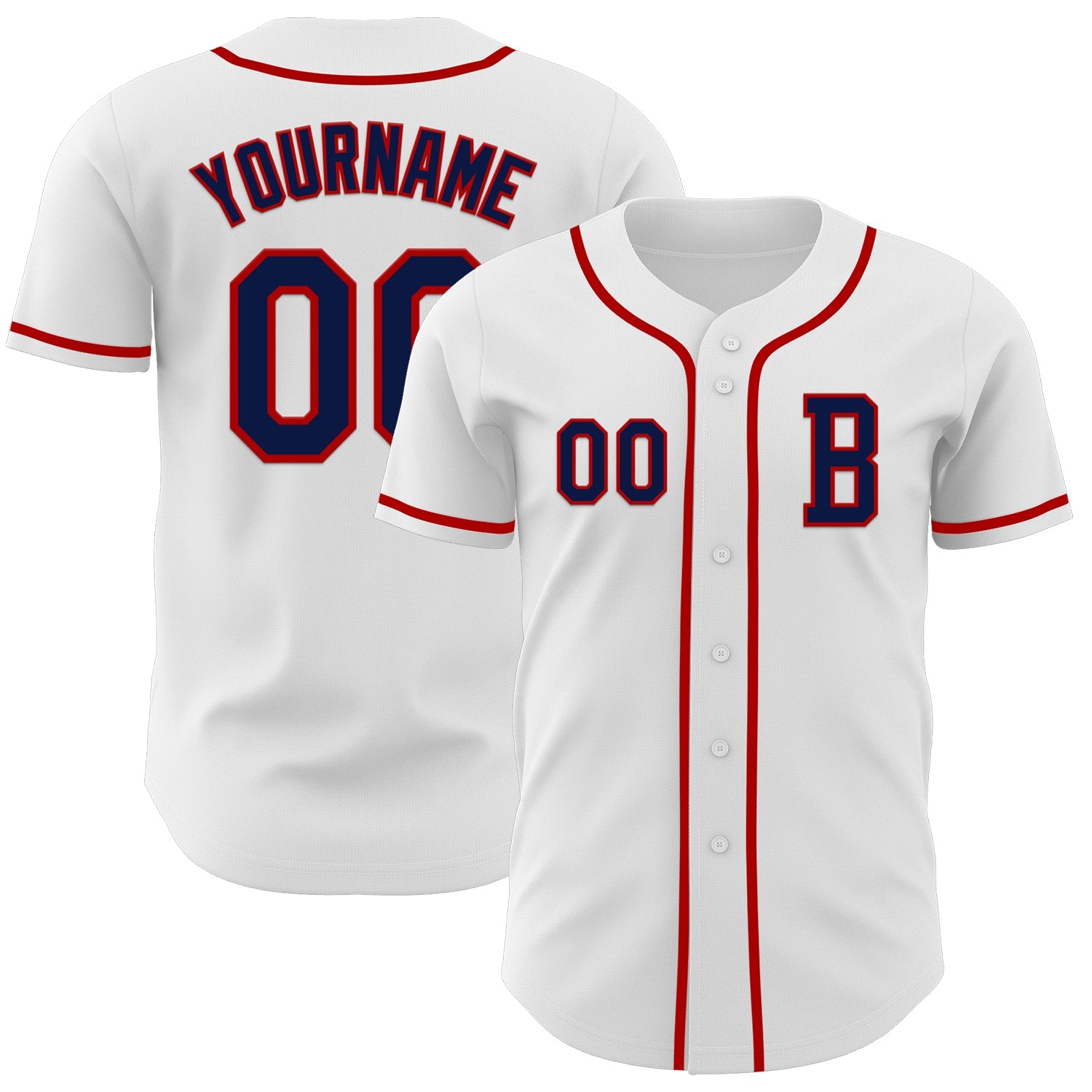 Custom White Navy-Red Authentic Baseball Jersey - Sky-Custom