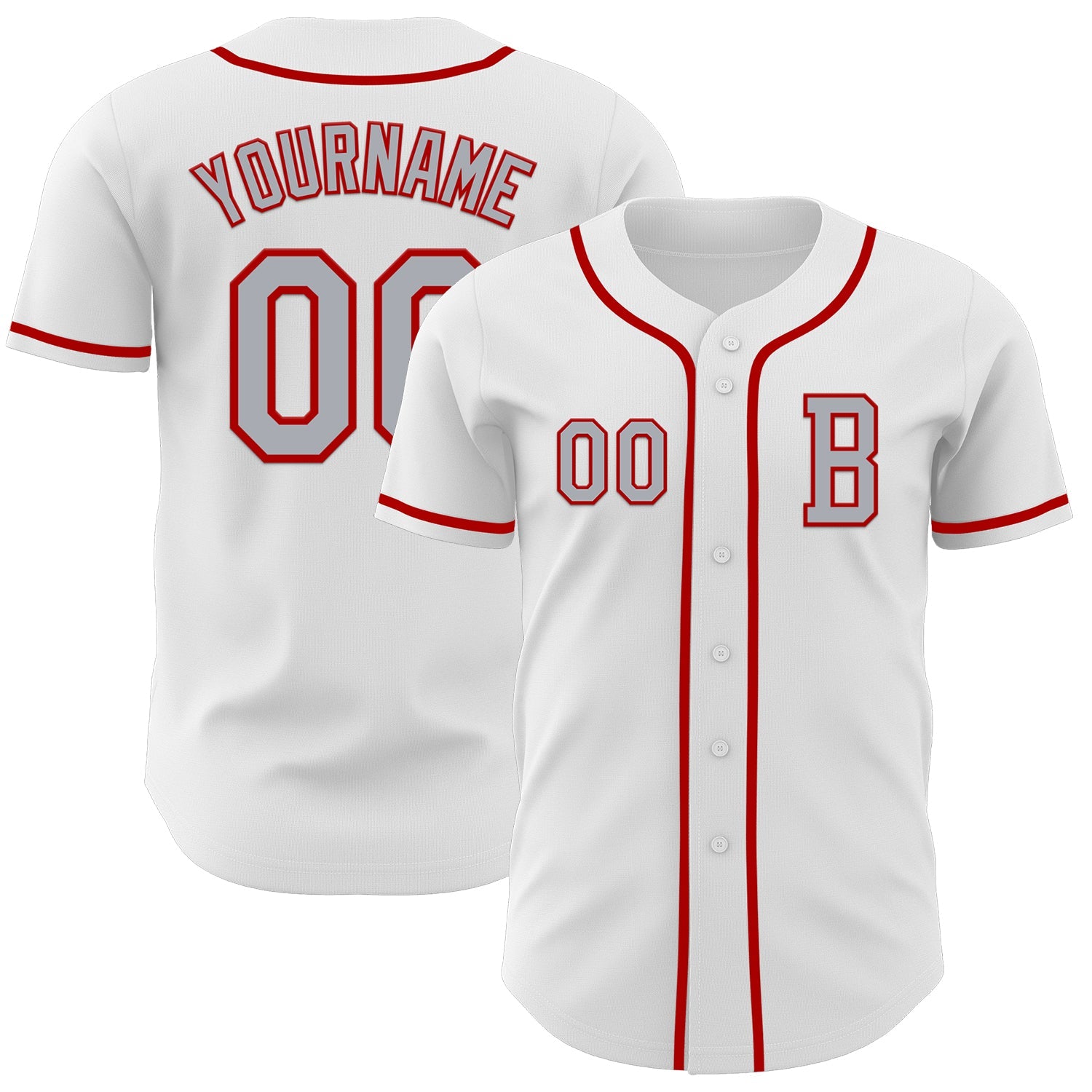 Custom White Gray-Red Authentic Baseball Jersey - Sky-Custom