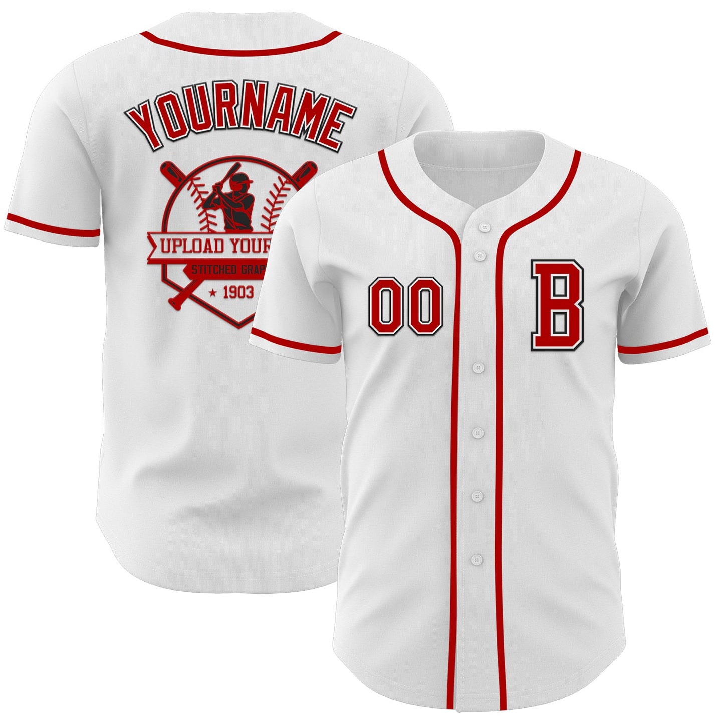 Custom White Red-Black Authentic Baseball Jersey - Sky-Custom