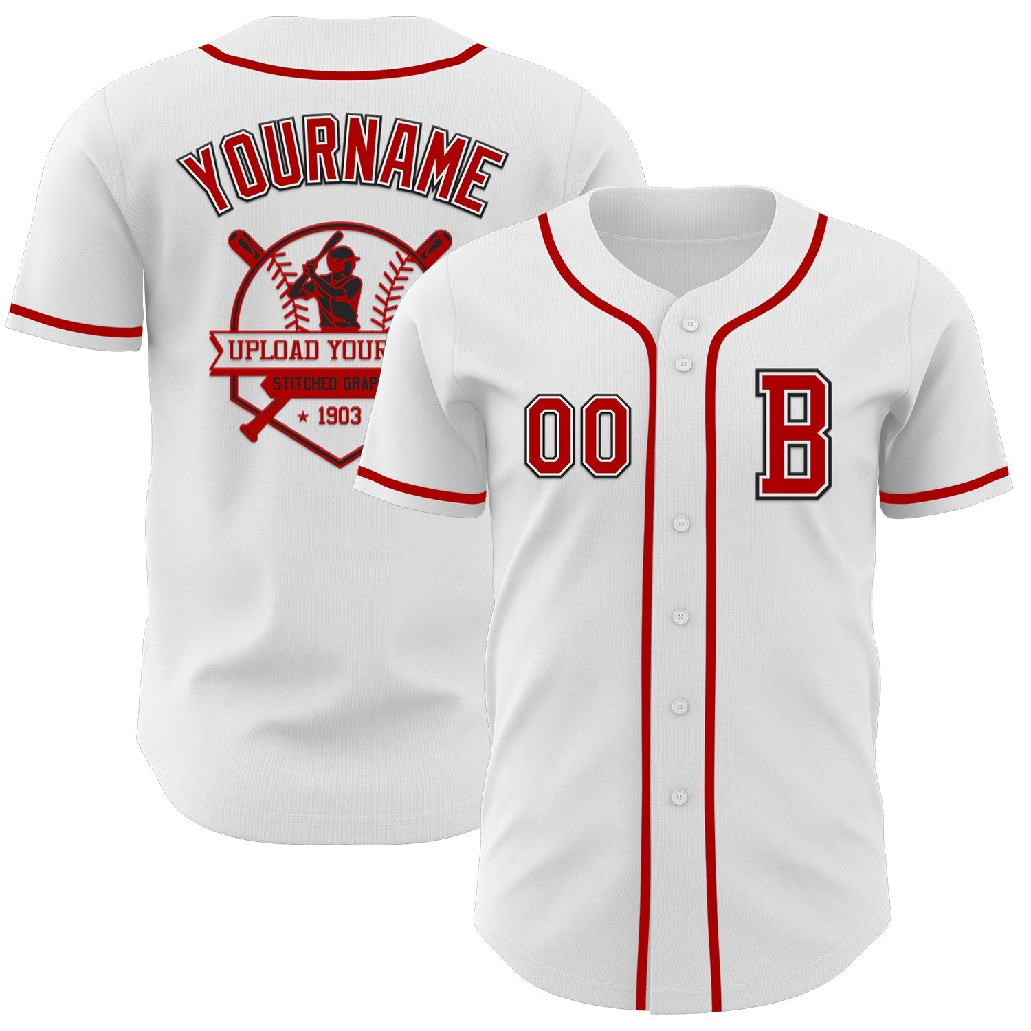 Custom White Red-Black Authentic Baseball Jersey - Sky-Custom